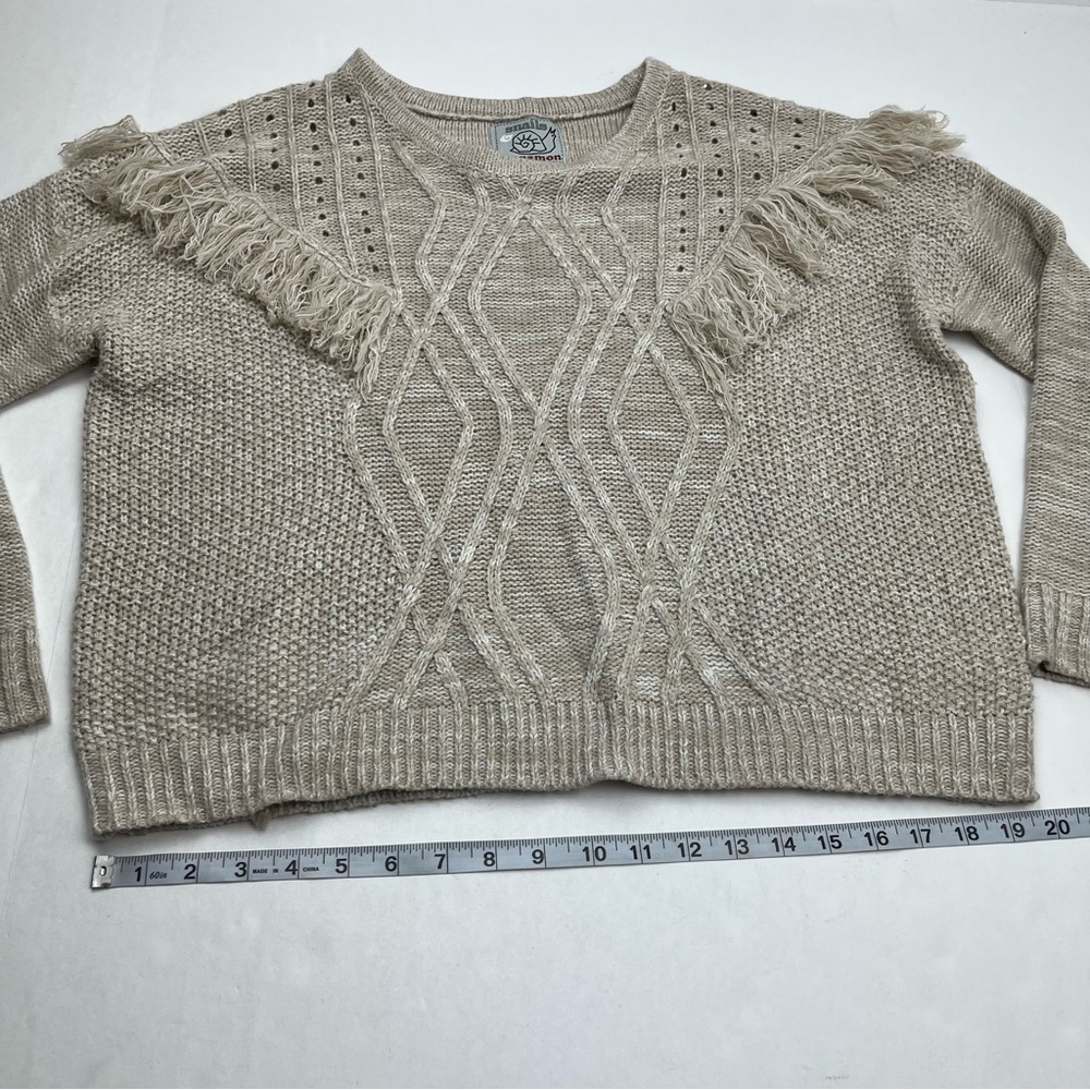 Snails & Cinnamon Heathered Tan Sweater Womens Size Large‎ Cable Knit *TINY FLAW - Picture 7 of 11